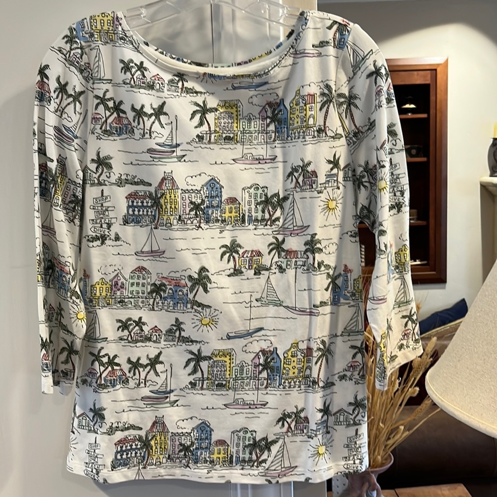 Talbots large petite 3/4 sleeve summer top.